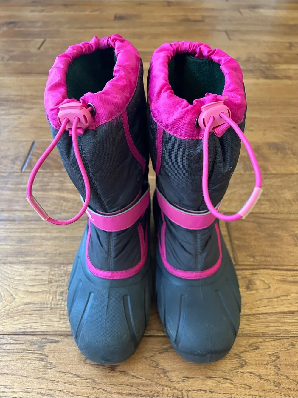 Sorel Flurry TP Winter Snow Boots Black Pink Youth Size 6 EU 38